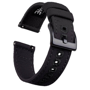 Ritche Watch Bands Canvas Watch Bands 18mm / Black Ritche Black Canvas Quick Release Black Buckle