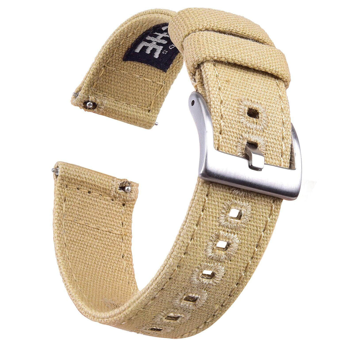 Canvas Quick Release watch bands KhakiSilver Buckle