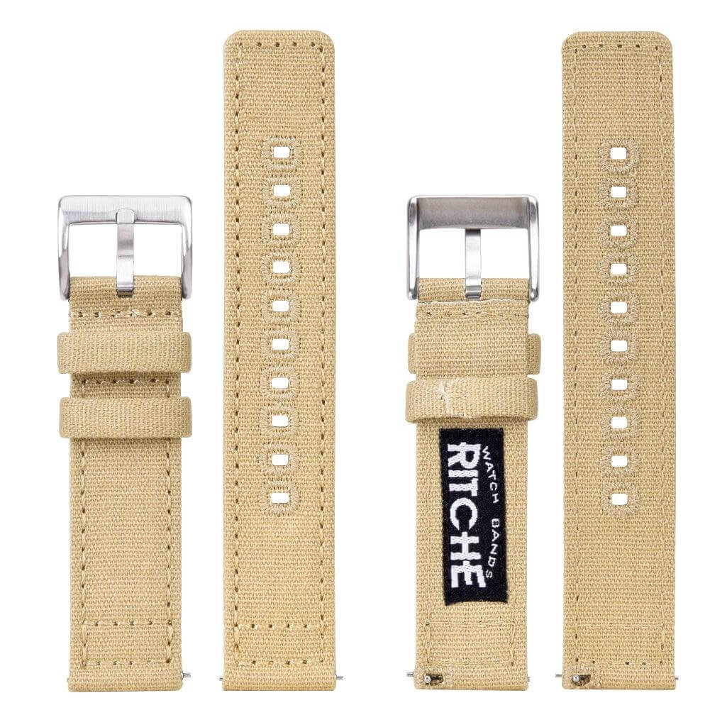 Canvas Quick Release watch bands KhakiSilver Buckle
