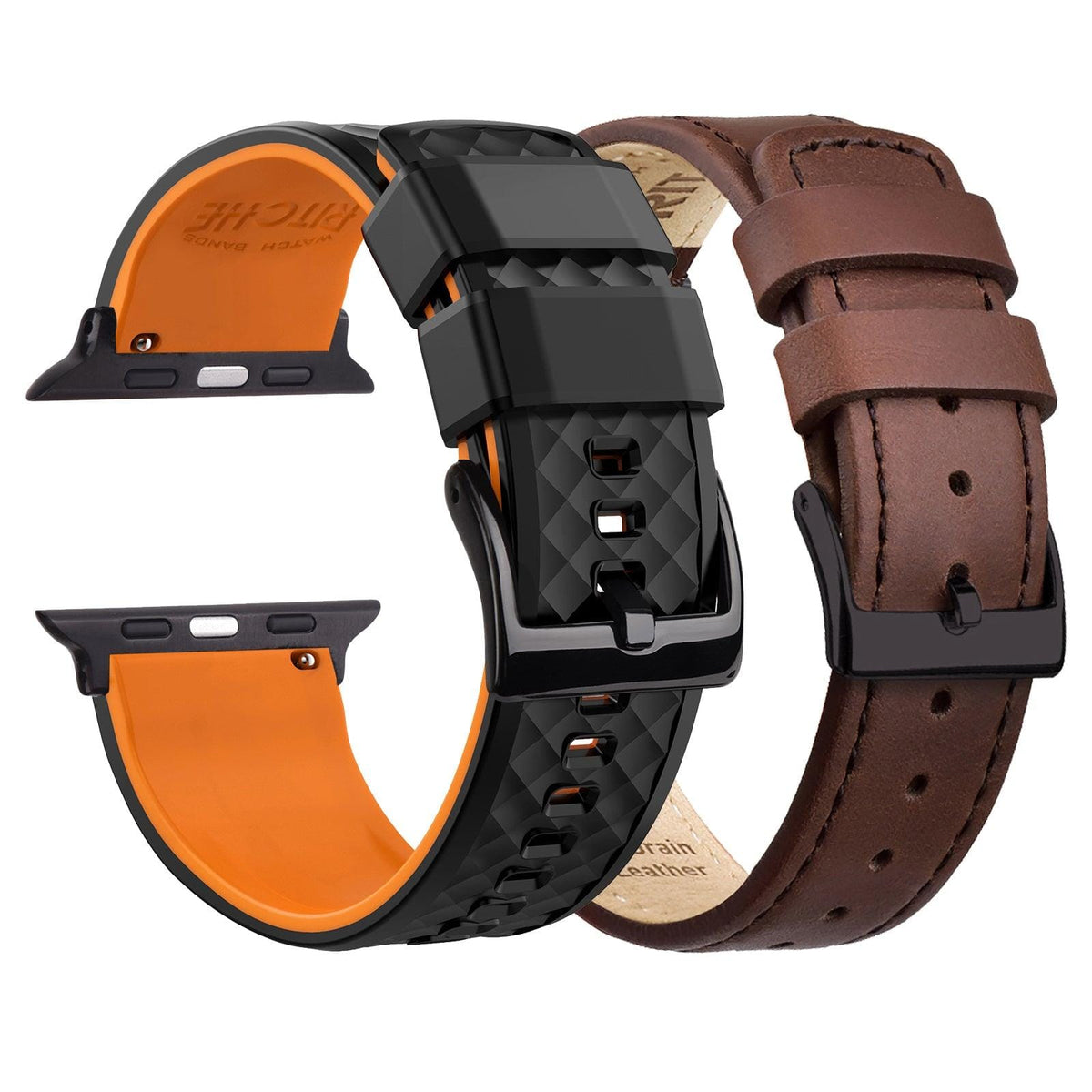 Leather silicone watch discount band