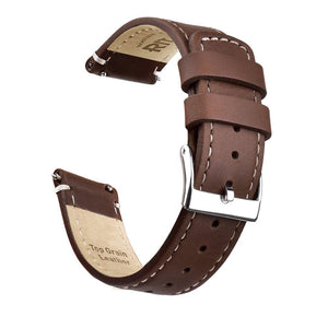Dark Brown/White Stitching|Top Grain Leather Watch Bands Watch Band.