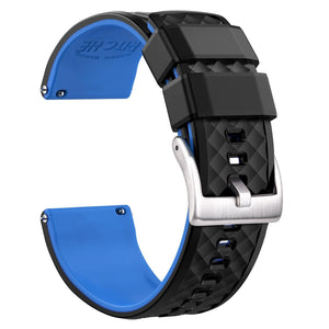 Black Top/Blue | Top Black blue Silicone Quick Release Watch Band.