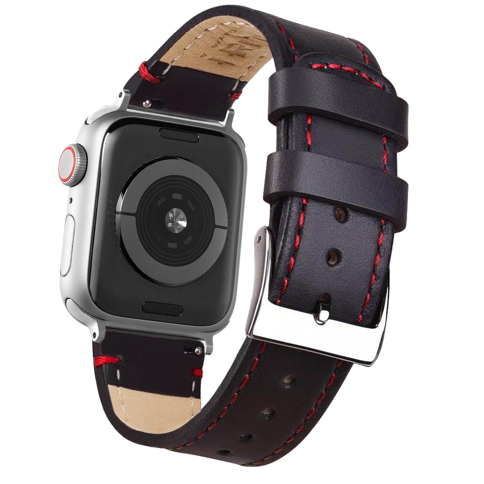 Ritche Black Red Stitching Top Grain Leather iWatch Band in 38 40 41