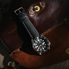 Ritche Watch Bands Classic Leather Watch Band Ritche  Black Leather Watch Bands White Stitching