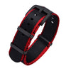 Ritche Watch Bands Nylon Watch Band 20mm / Black/Crimson Red Edges / Black Ritche Black Red Nato Watch Band Strap