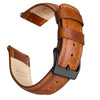 Full grain toffee brown leather watch band with black buckle in 18mm/20mm/22mm