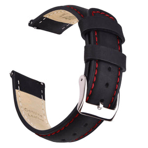 Black/Red stitching|Top Grain Leather Watch Bands Watch Band.