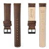 Ritche Watch Bands Padded Leather Watch Band Ritche  Dark Brown Leather Watch Bands White Stitching