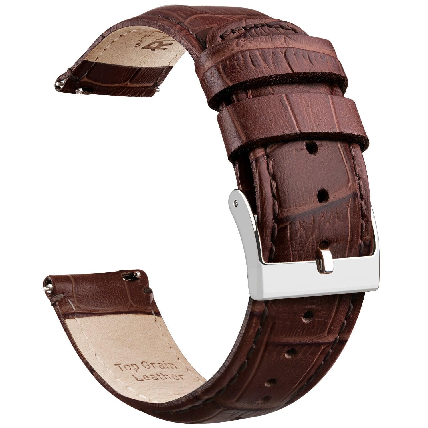 Leather Band Compatible with Samsung Galaxy Watch Leather Strap w Metal Buckle Samsung Galaxy Watch6 Weathered Brown Leather Watch Band  main image 4