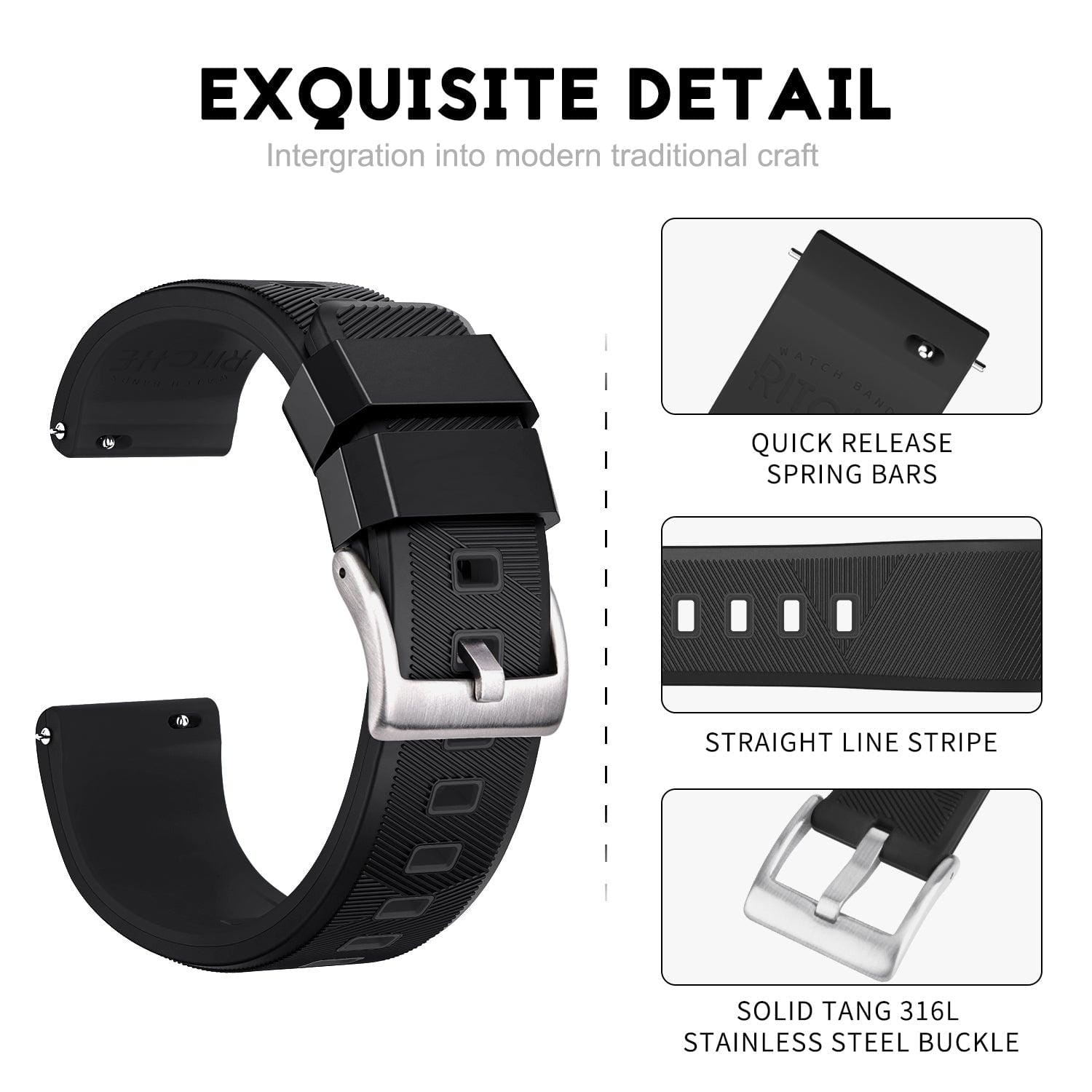 Ritche Sports Silicone Watch Bands for Smart Watches