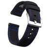 Ritche Watch Bands Watch Bands Black/Blue stitching / Silver Samsung Galaxy Watch Bands 20mm Canvas Straps