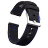 Ritche Watch Bands Watch Bands Black/Blue stitching / Silver Samsung Galaxy Watch Bands 22mm Canvas Straps
