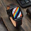 Ritche Watch Bands Watch Bands Ritche Black Red Stitching Top Grain Leather iWatch Band in 38, 40, 41, 42, 44, 45mm